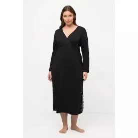 Ulla Popken Lace Detail Negligeé in Black