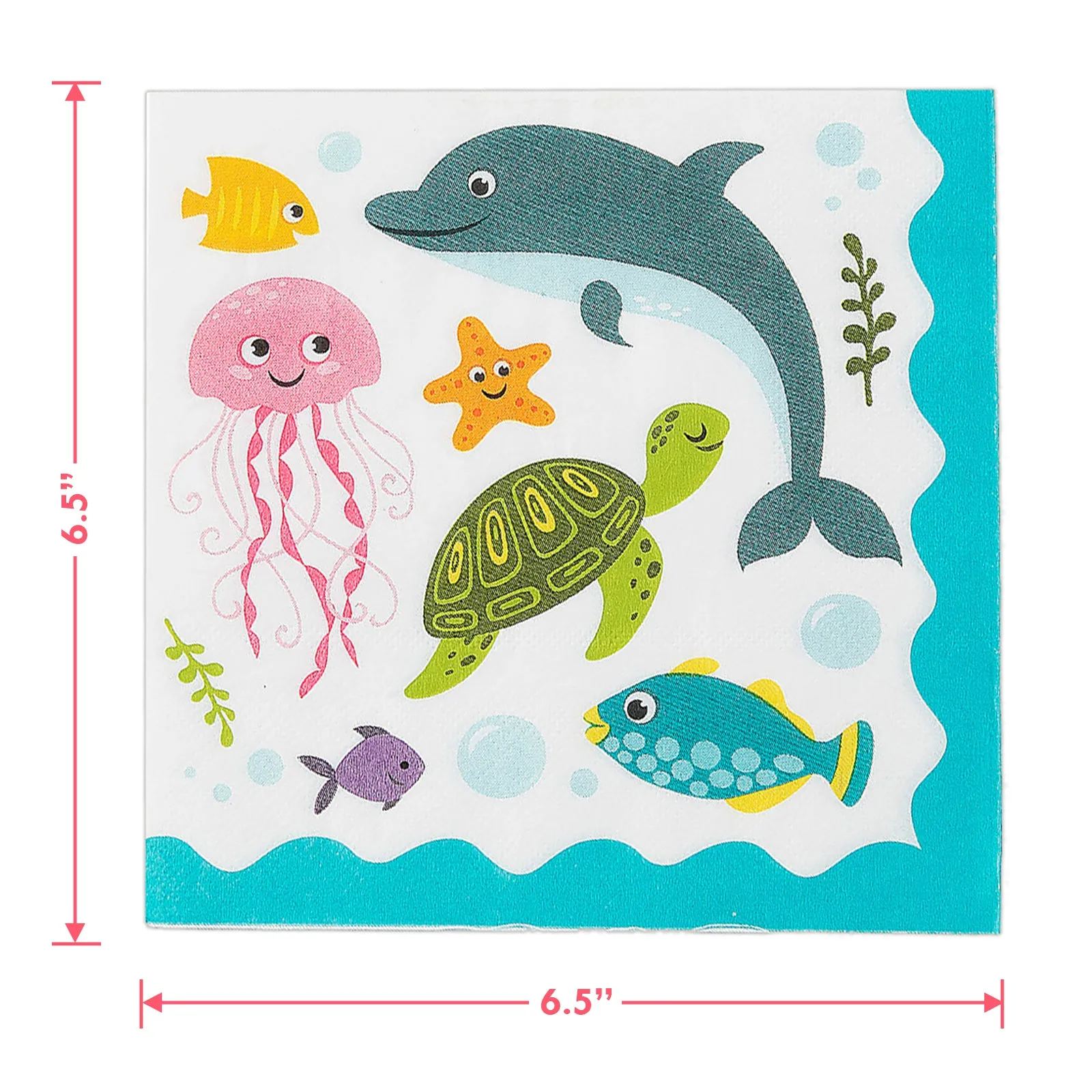 Under the Sea Ocean Party Paper Dinner Plates and Luncheon Napkins (Serves 16)