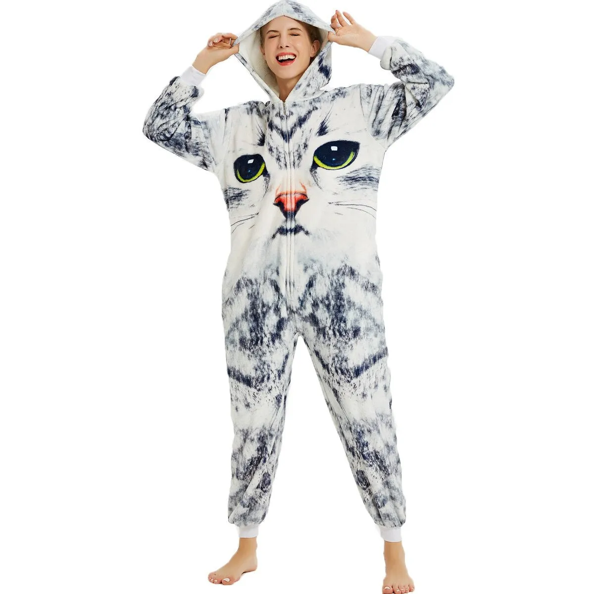 Unicorn Cat Onesies Adults Animal Stitch Totoro Onesie Women Men Couple Winter Pajamas Suit Sleepwear Costumes Homewear