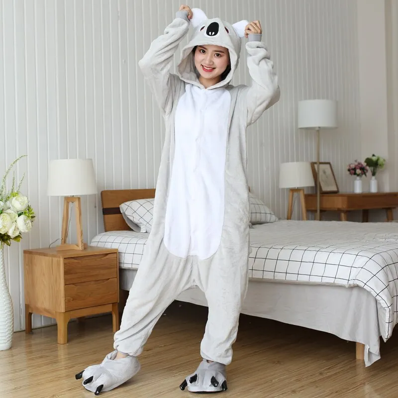 Unicorn Cat Onesies Adults Animal Stitch Totoro Onesie Women Men Couple Winter Pajamas Suit Sleepwear Costumes Homewear
