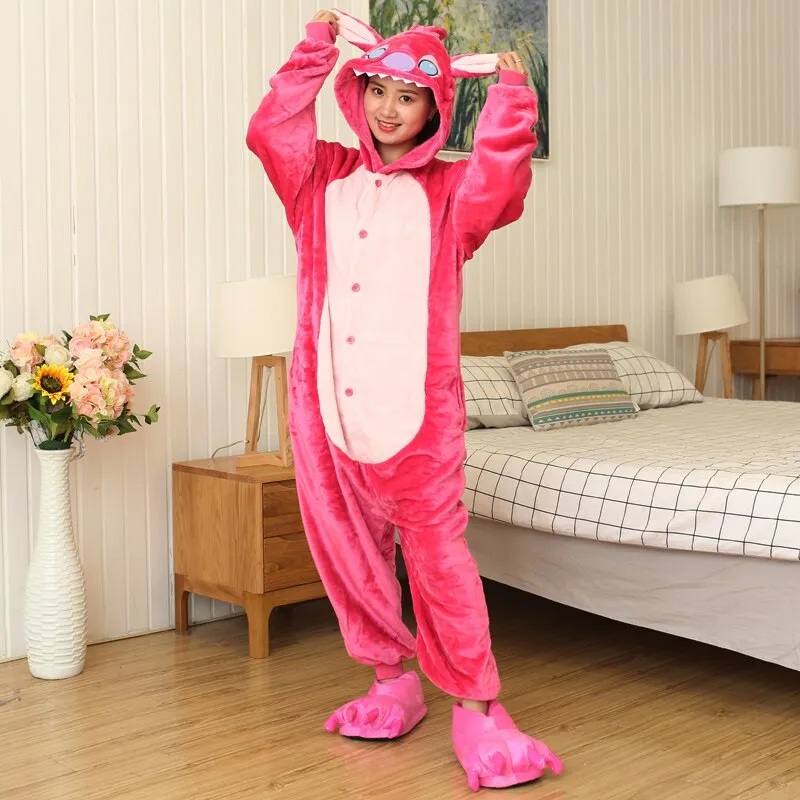Unicorn Cat Onesies Adults Animal Stitch Totoro Onesie Women Men Couple Winter Pajamas Suit Sleepwear Costumes Homewear