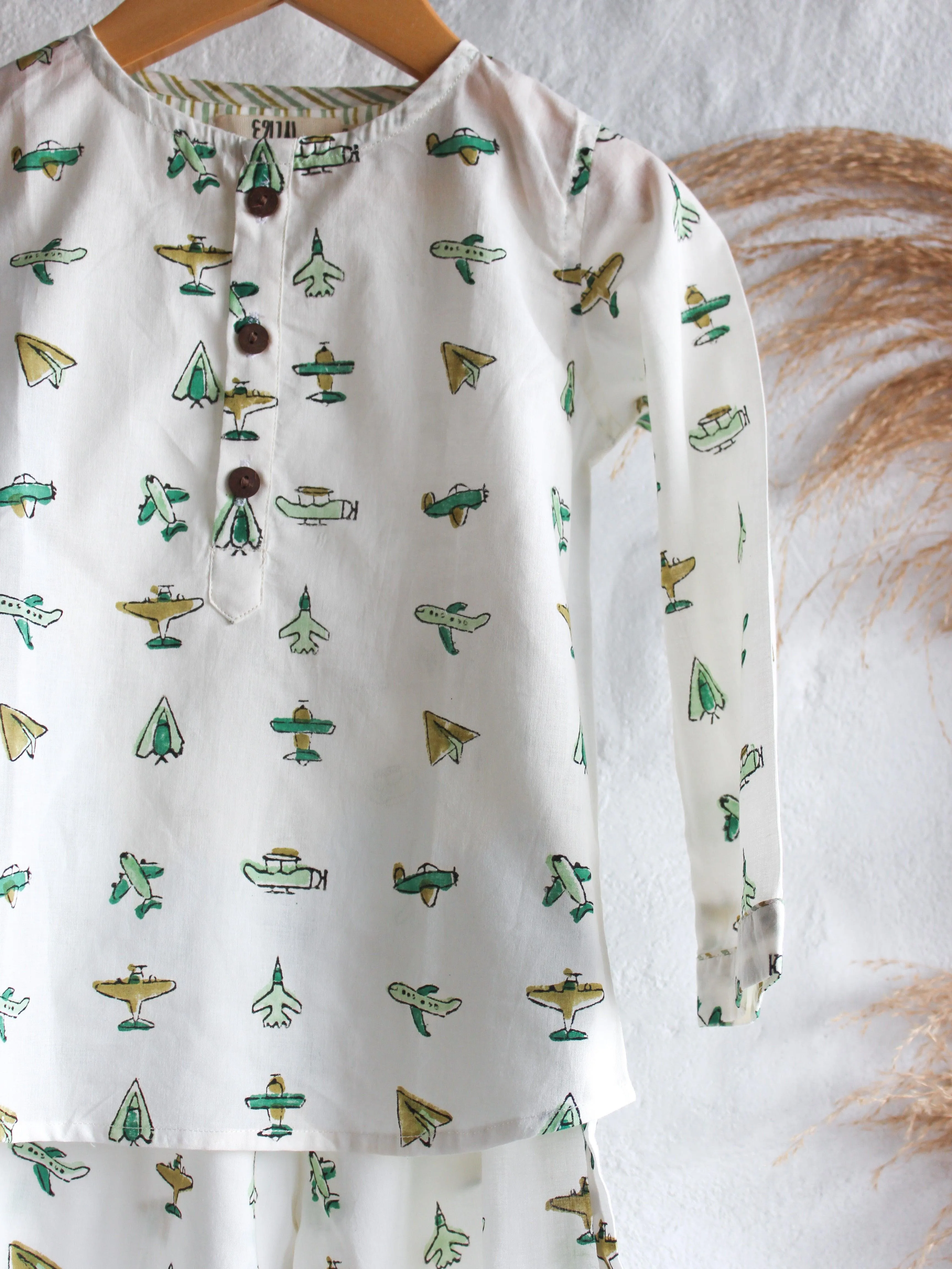 Unisex Kids Pajama - Aeroplanes in White