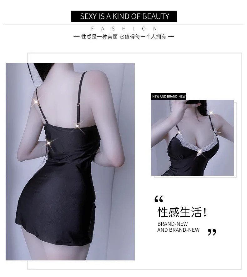 VenusFox Sexy Pajamas Deep V Erotic Lingerie Female Temptation Lace Nightdress