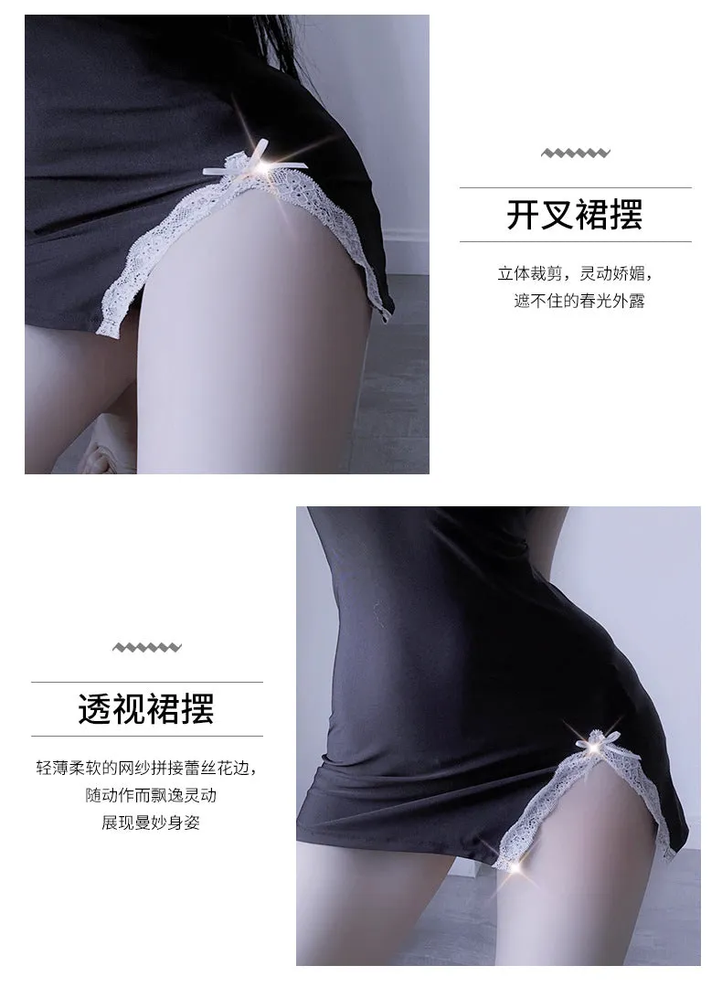 VenusFox Sexy Pajamas Deep V Erotic Lingerie Female Temptation Lace Nightdress