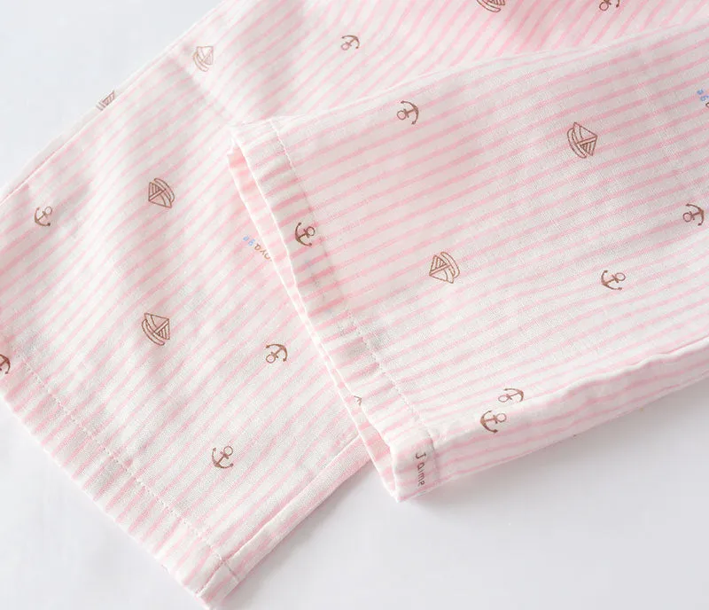 VenusFox Summer/Autumn Couples Plaid Pants Women/Men Sleepwear Cotton Double Gauze Thin Sleep Bottoms Casual Women's Pajamas Home Clothes
