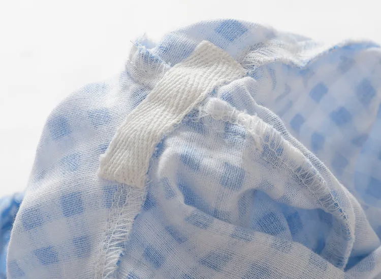 VenusFox Summer/Autumn Couples Plaid Pants Women/Men Sleepwear Cotton Double Gauze Thin Sleep Bottoms Casual Women's Pajamas Home Clothes