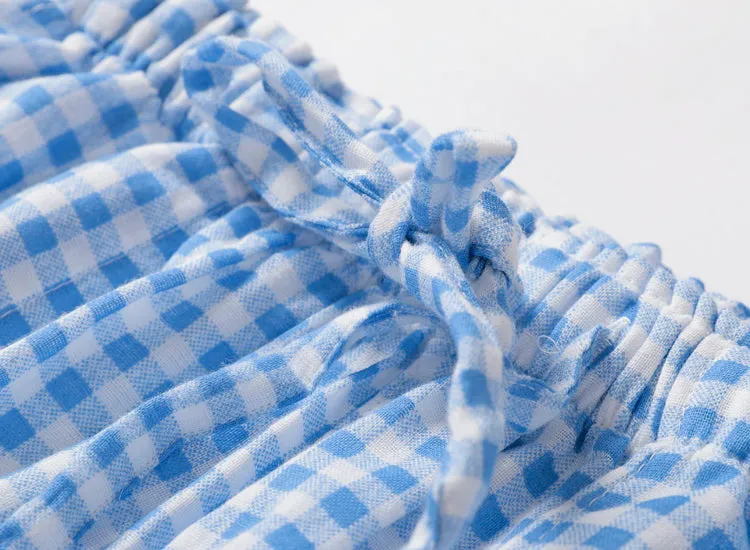 VenusFox Summer/Autumn Couples Plaid Pants Women/Men Sleepwear Cotton Double Gauze Thin Sleep Bottoms Casual Women's Pajamas Home Clothes