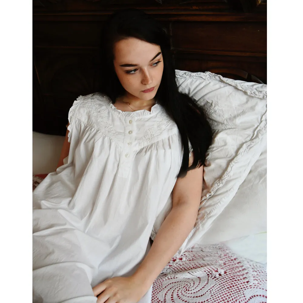 Veronica White Cotton Nightdress