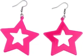 Vintage Big Star Acrylic Earrings 70s 80s Neon Earrings Exaggerated Star Dangle Earrings Y2K Party Fashion Jewelry for Women