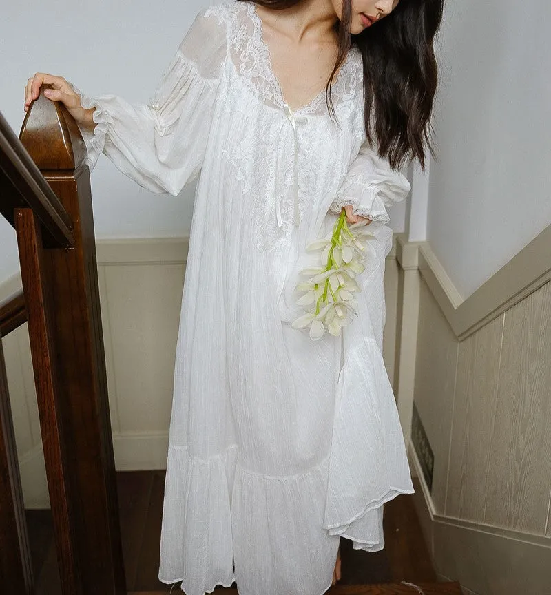 Vintage Style Cotton Night Gown Dress