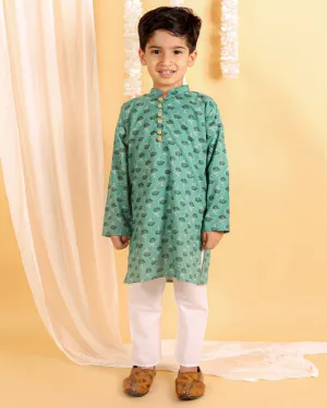 Viridian Green Boys Kurta Pajama Set