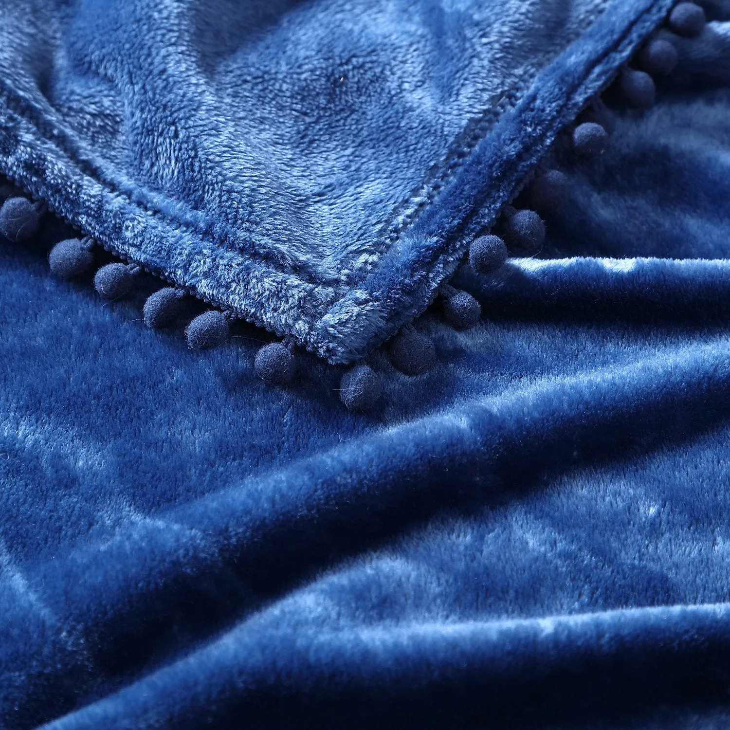 Walnut Flannel Pompom 50" x 70" Throw