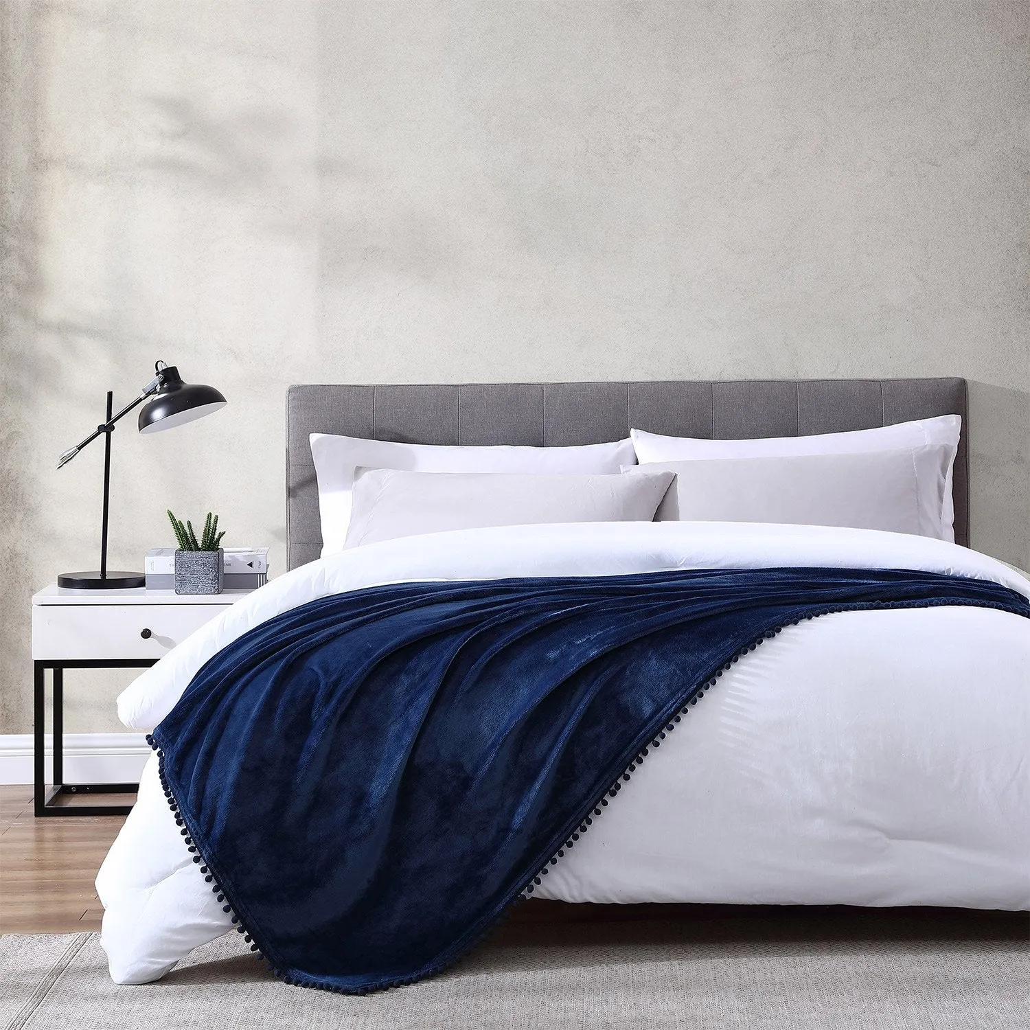 Walnut Flannel Pompom 50" x 70" Throw