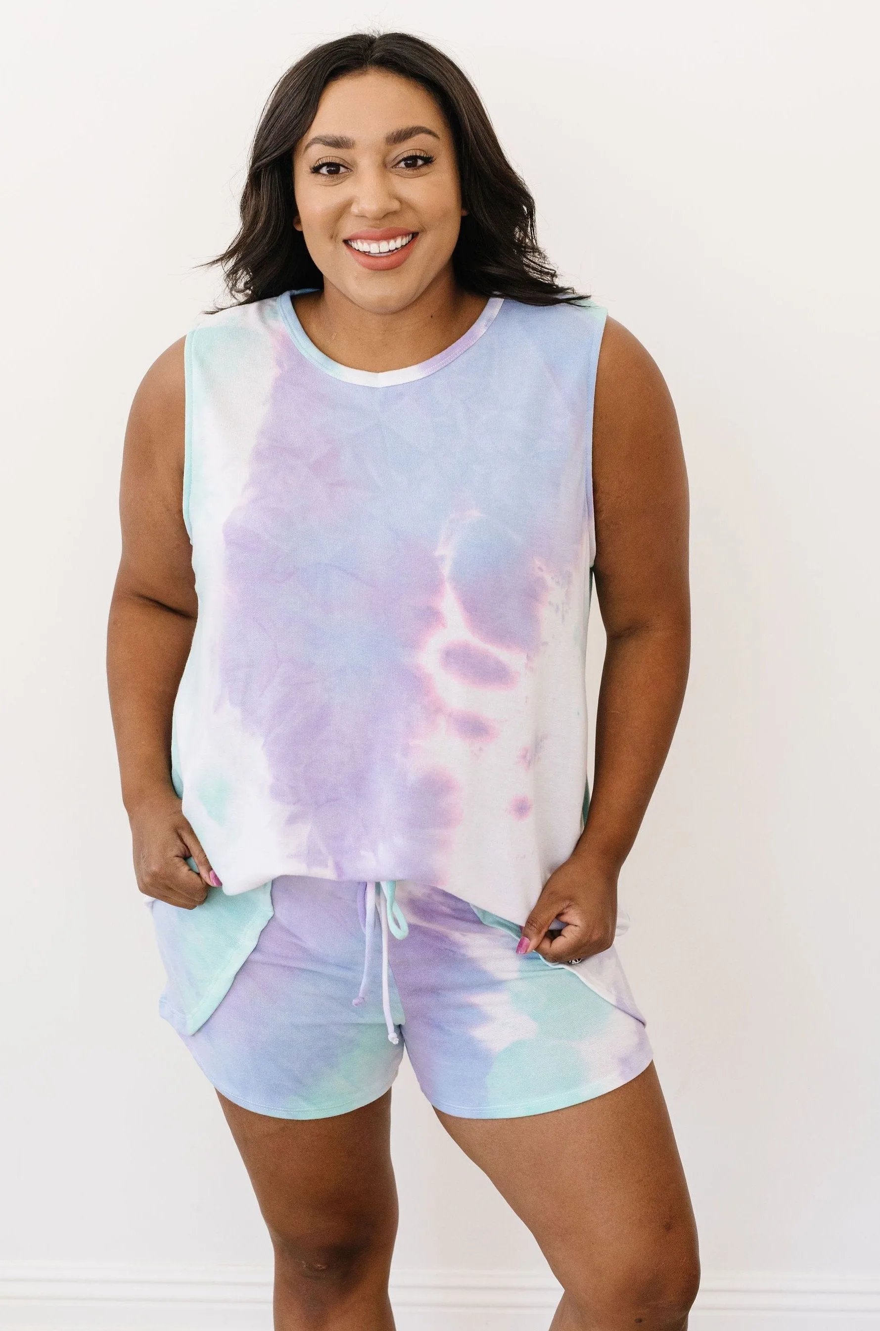 Watercolor Tie Dye Tank In Lilac