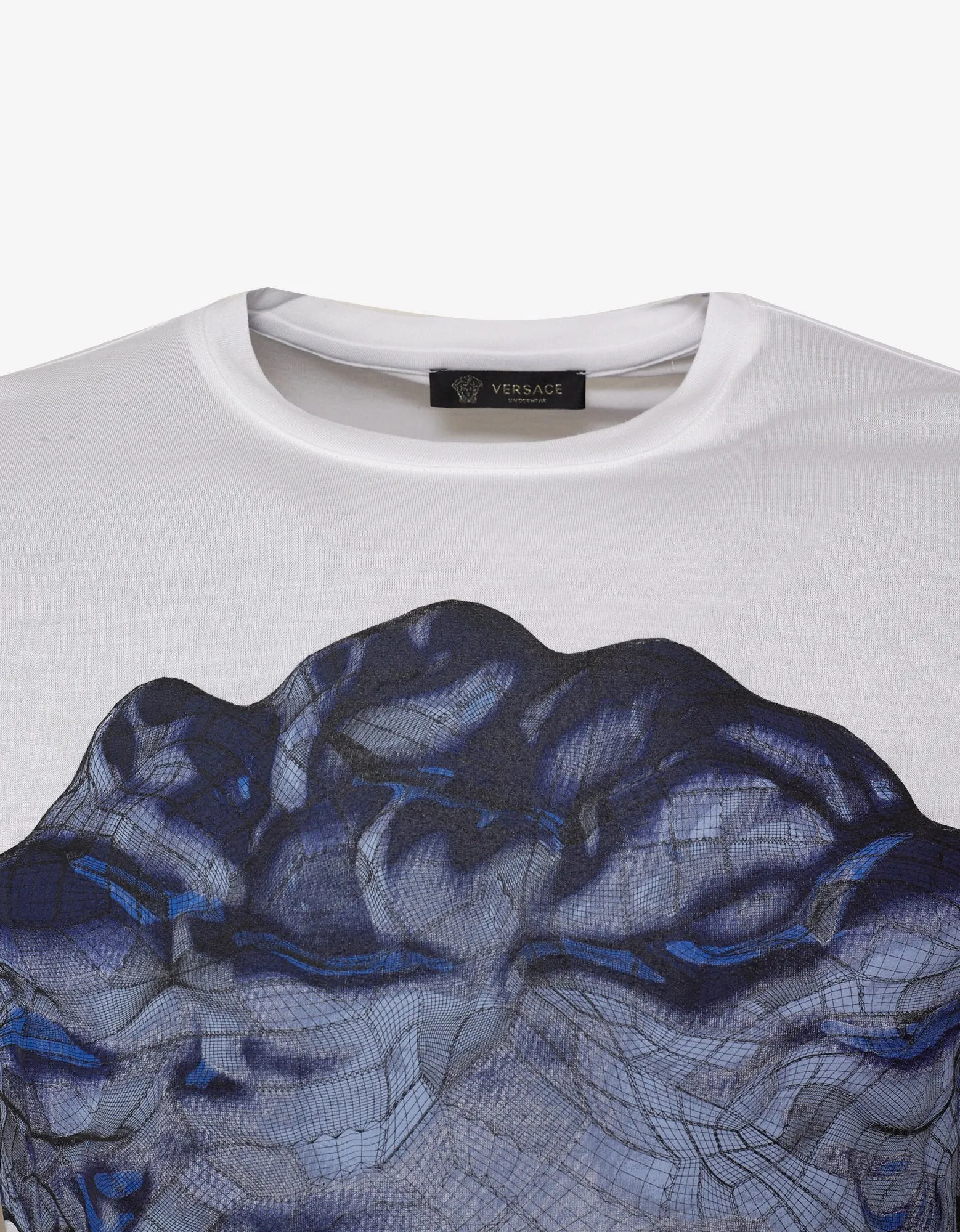 White Wireframe Medusa Print T-Shirt