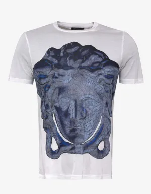 White Wireframe Medusa Print T-Shirt