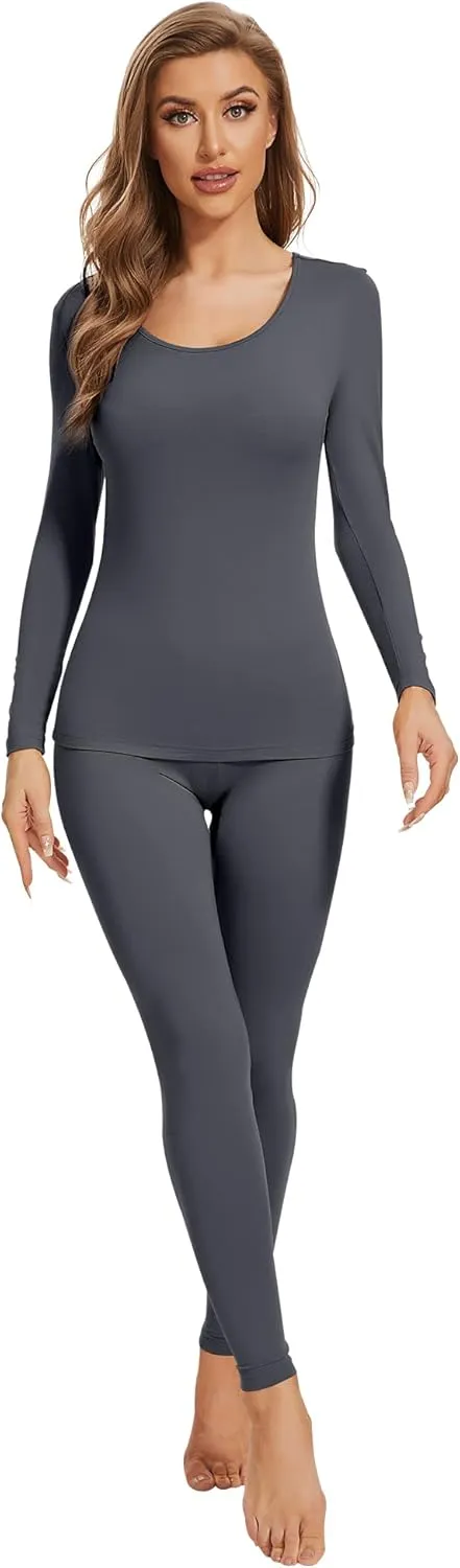 WiWi Thermal Underwear Set for Women Long Johns Sets Soft Base Layer Pajama Thermals Warm Top & Bottom S-XXL
