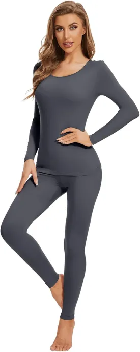 WiWi Thermal Underwear Set for Women Long Johns Sets Soft Base Layer Pajama Thermals Warm Top & Bottom S-XXL
