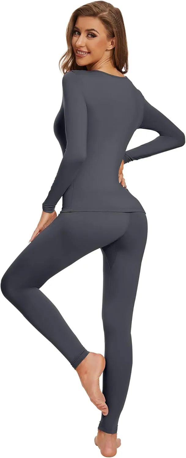 WiWi Thermal Underwear Set for Women Long Johns Sets Soft Base Layer Pajama Thermals Warm Top & Bottom S-XXL