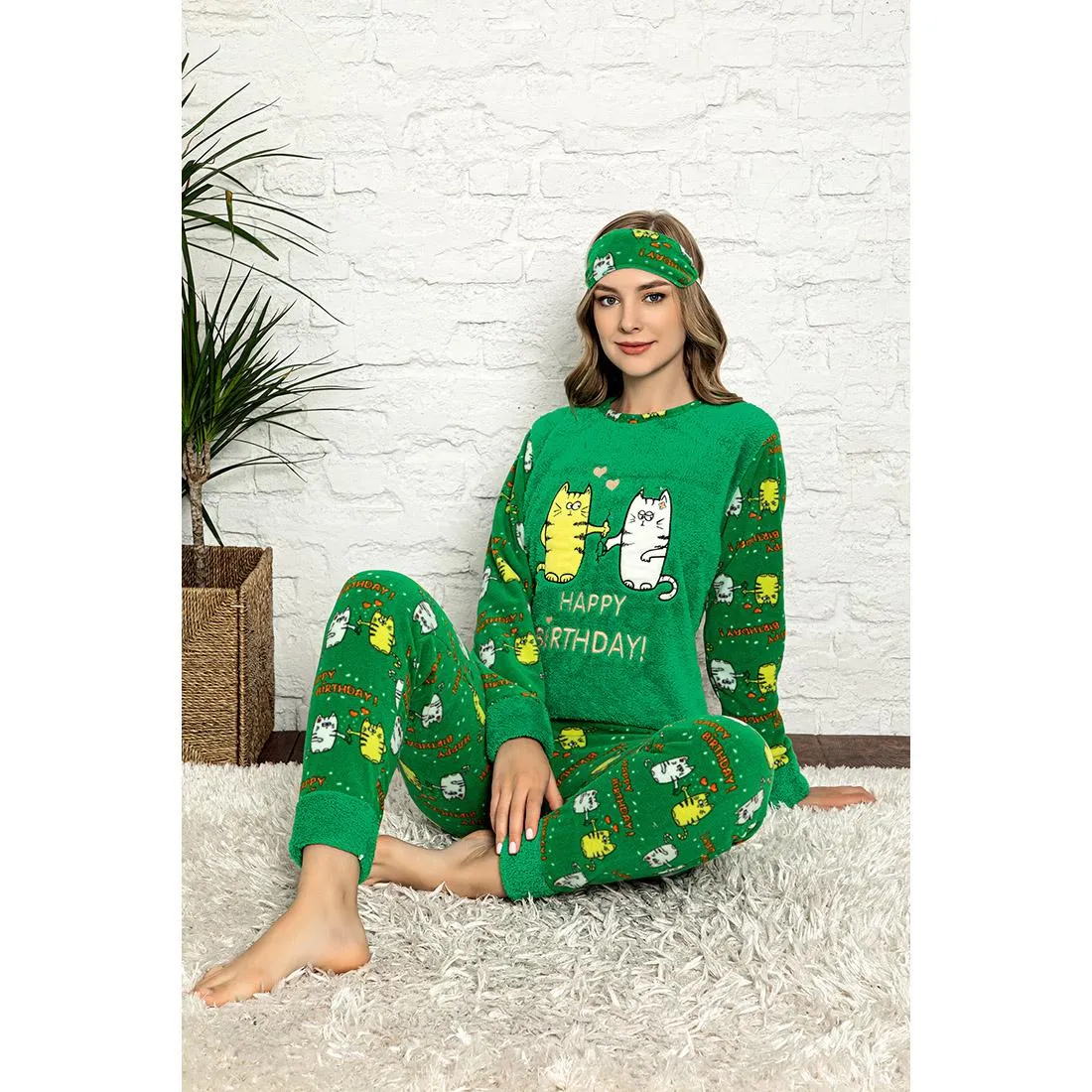 Women's Cozy Fleece Pajama Set Warm Suit The New Leisure Long-Sleeved Leisurewear Thickening Fashion Women's Clothing