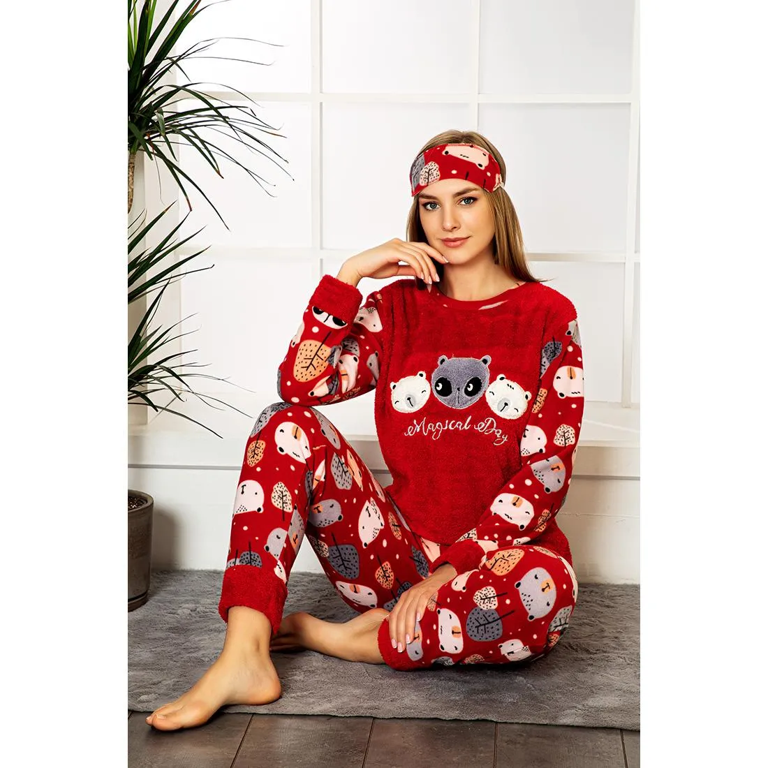 Women's Cozy Fleece Pajama Set Warm Suit The New Leisure Long-Sleeved Leisurewear Thickening Fashion Women's Clothing