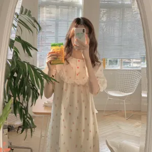 Women's Cute Peach Lace Nightdress