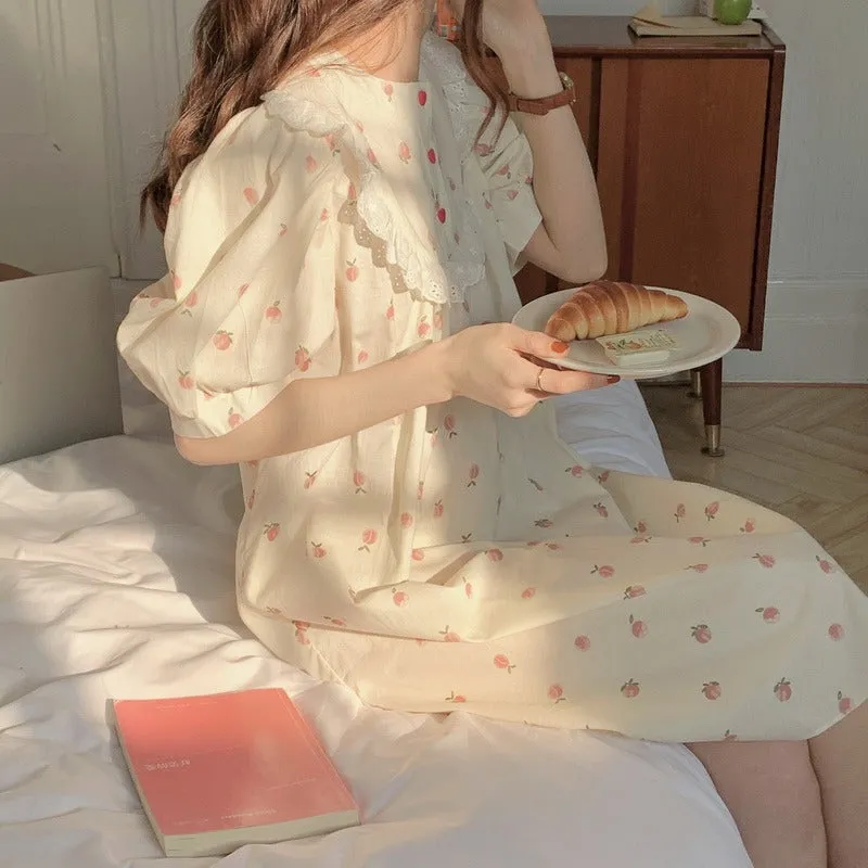 Women's Cute Peach Lace Nightdress