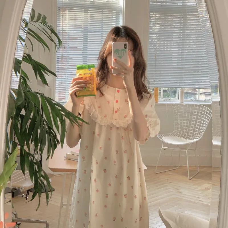 Women's Cute Peach Lace Nightdress