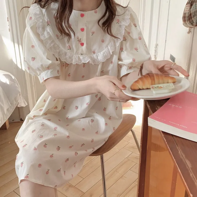 Women's Cute Peach Lace Nightdress