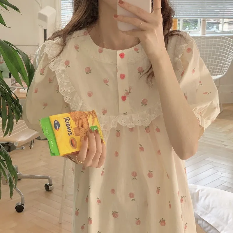 Women's Cute Peach Lace Nightdress