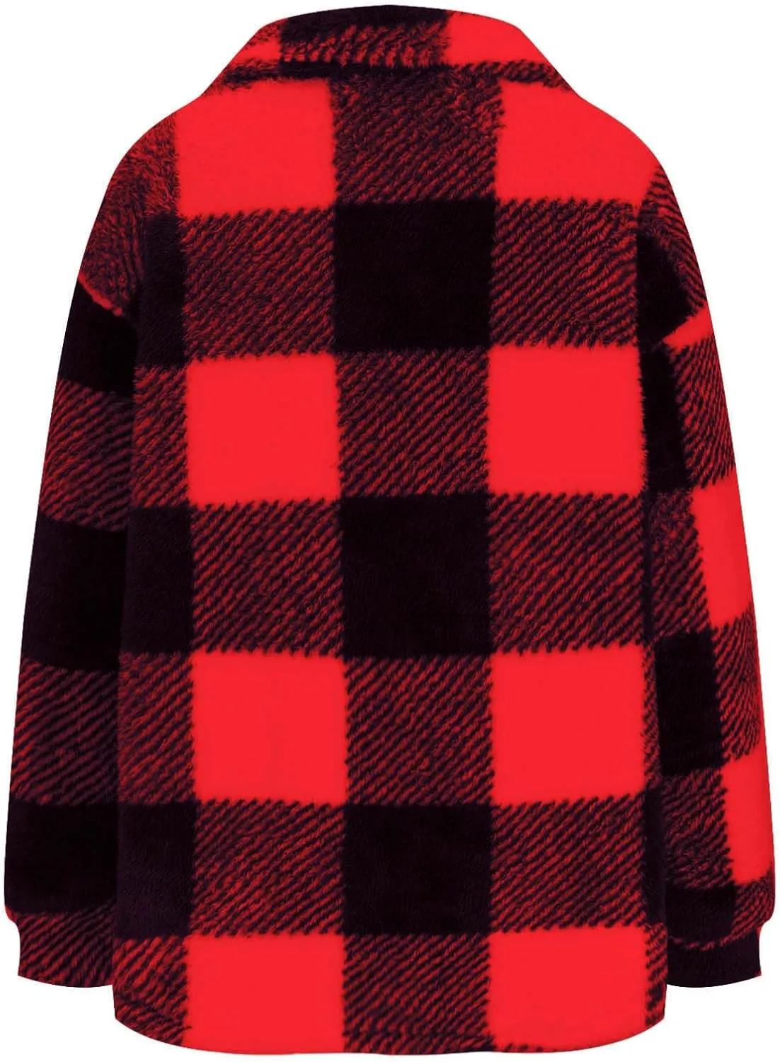 Womens Fleece Plaid Shackets Lapel Button Down Jackets Casual Long Sleeve Flannel Shirts Trendy Clothes Fall Winter