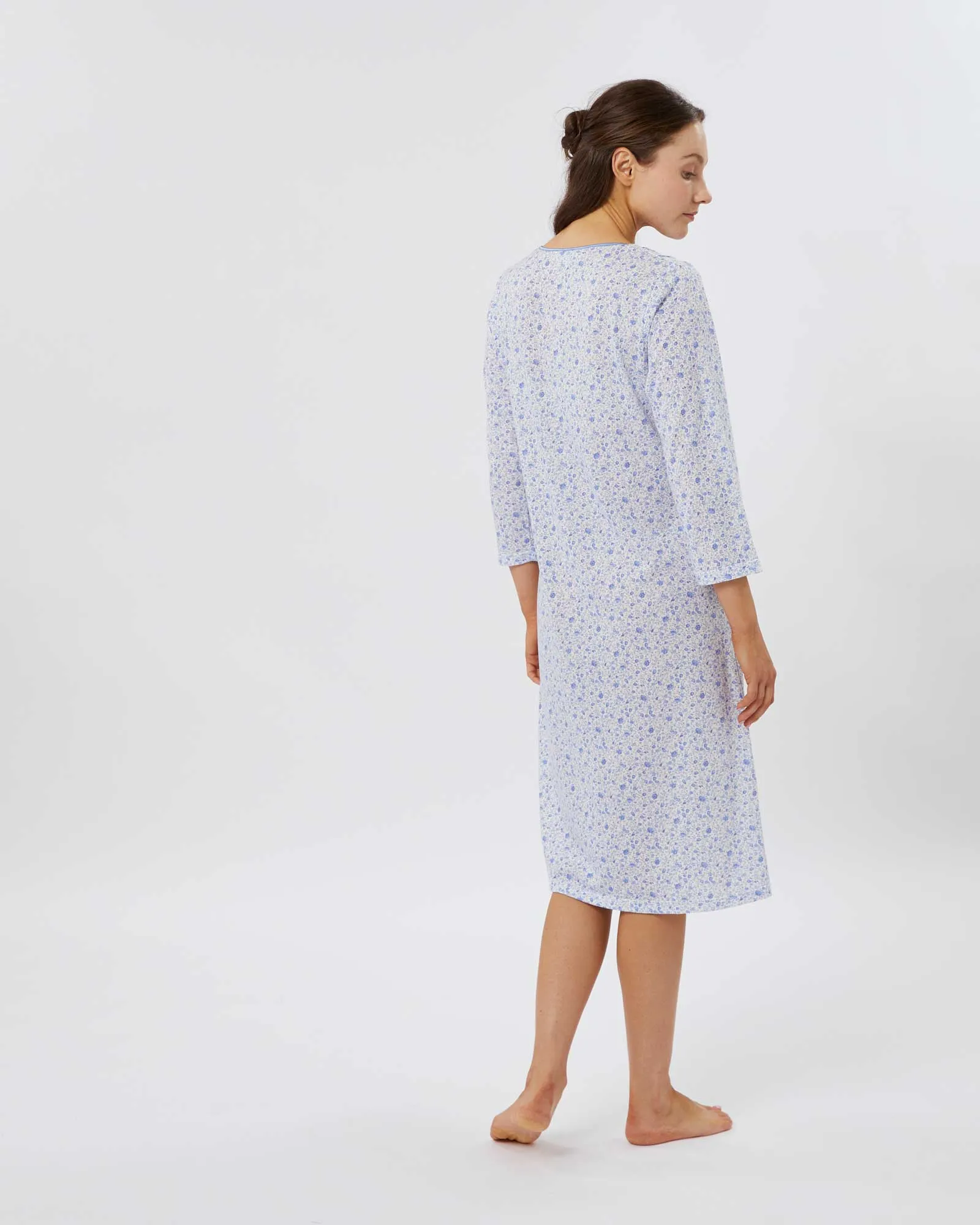 Women's French Pleat Midi Jersey Nightdress - Fimber Ditsy Floral