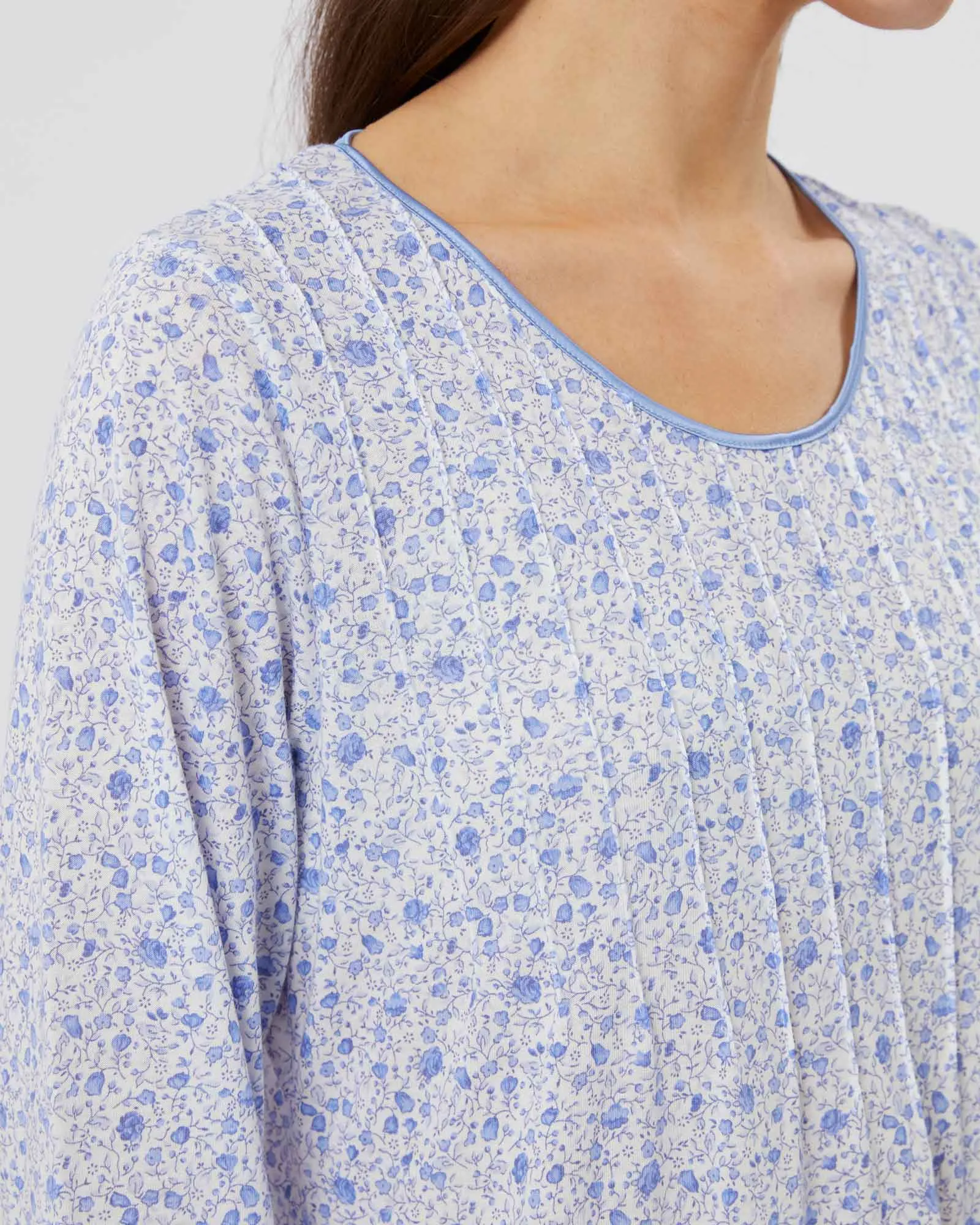 Women's French Pleat Midi Jersey Nightdress - Fimber Ditsy Floral