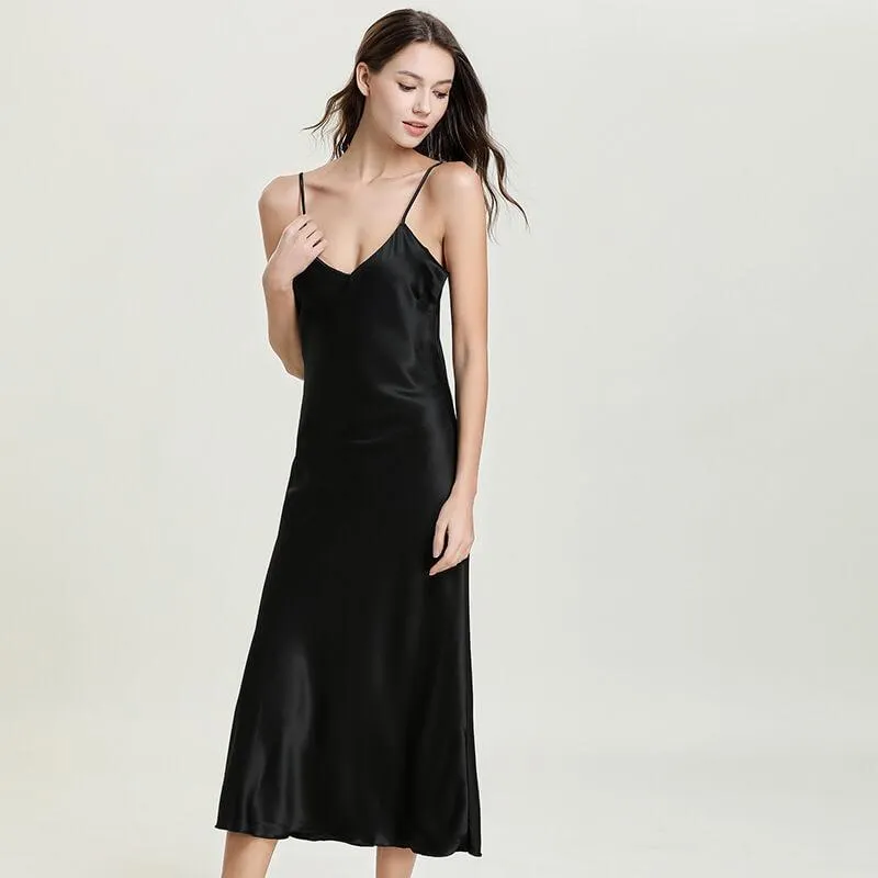 Women's Silk Luxury Long Full Length Nightgown Nightdress