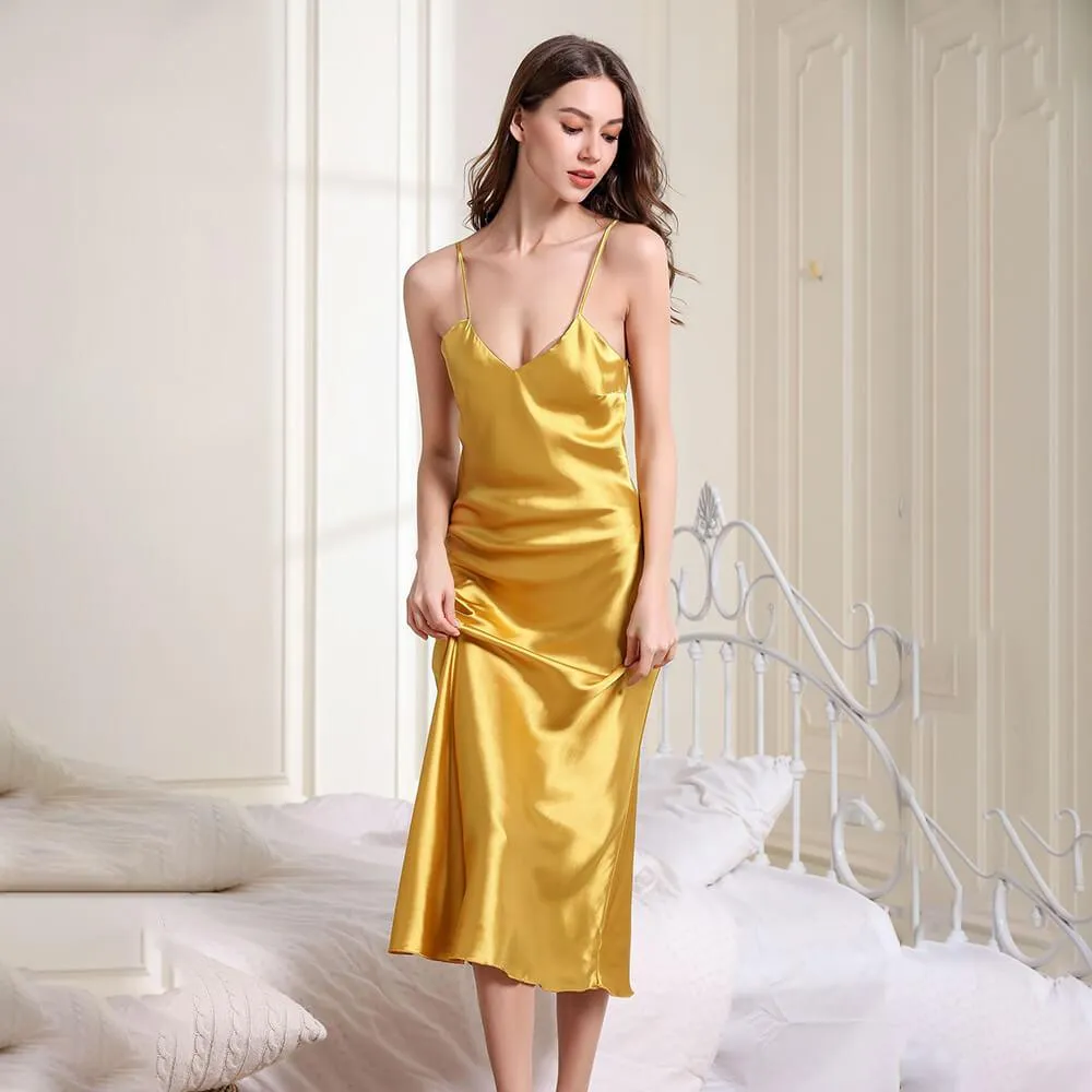 Women's Silk Luxury Long Full Length Nightgown Nightdress