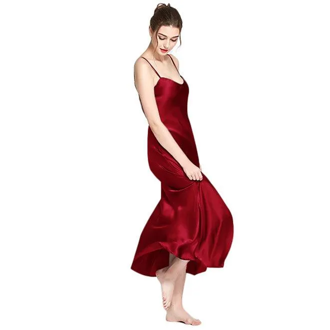 Women's Silk Luxury Long Full Length Nightgown Nightdress