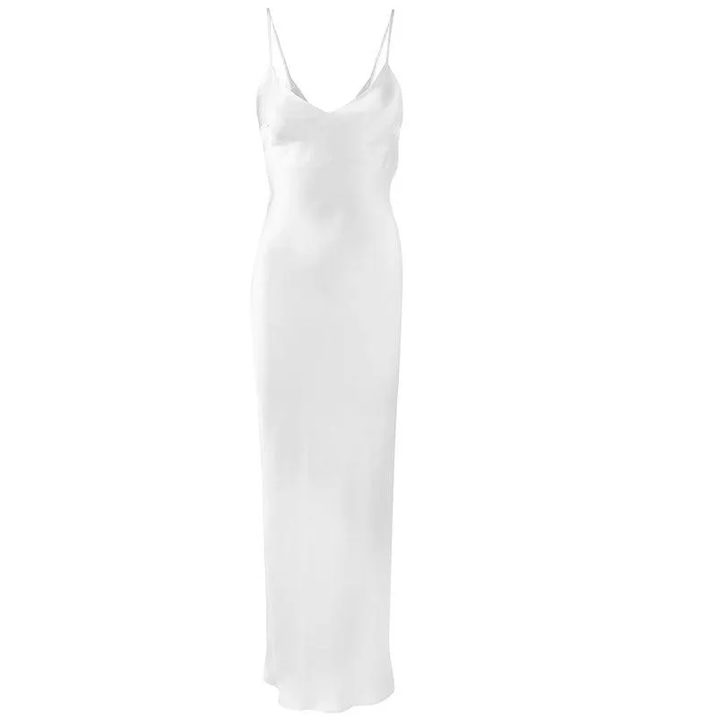 Women's Silk Luxury Long Full Length Nightgown Nightdress