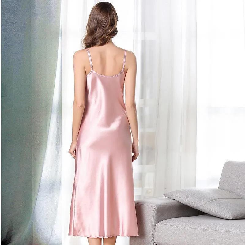 Women's Silk Luxury Long Full Length Nightgown Nightdress