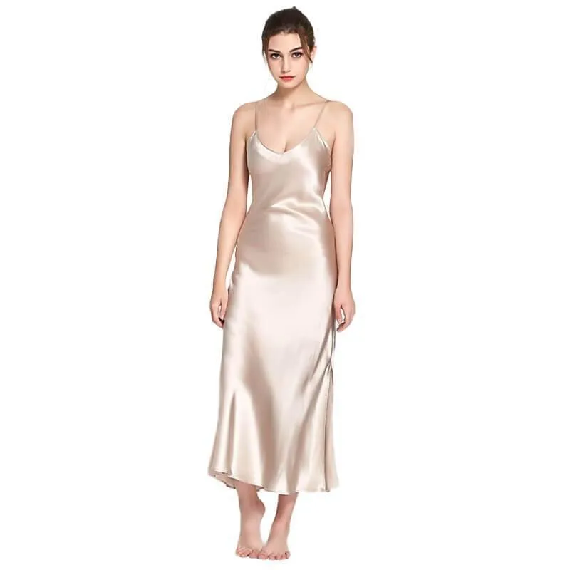 Women's Silk Luxury Long Full Length Nightgown Nightdress
