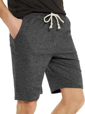 Zengjo Mens Sweat Shorts with Pockets, Cotton Knit Lounge Jogger Athletic Short Pants 9" Inch Inseam Drawstring Elastic Waist