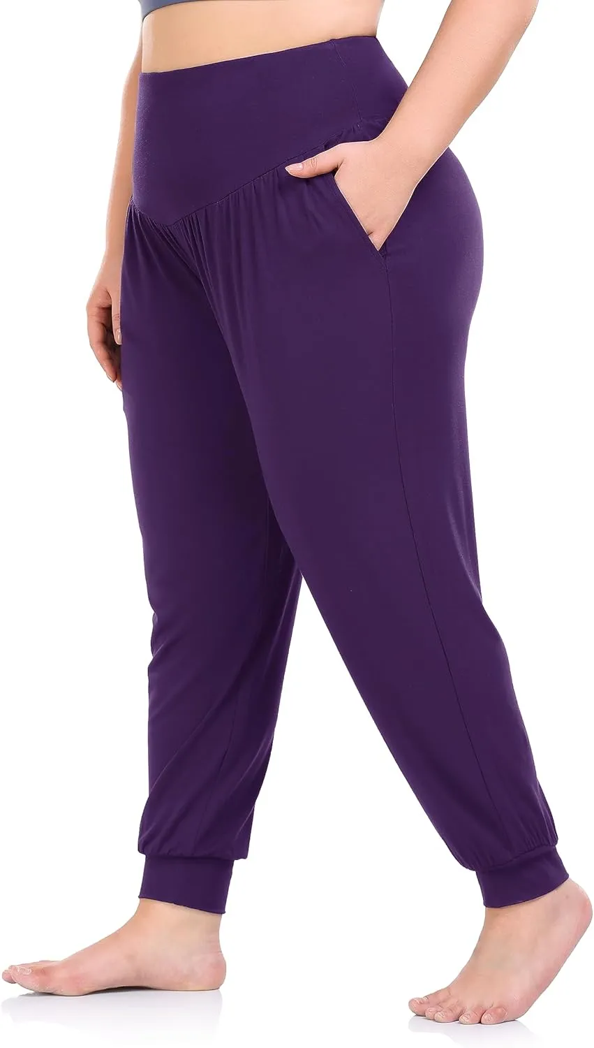 ZERDOCEAN Women's Plus Size Yoga Joggers Pants Casual Comfy Workout Lounge Pants with Pockets