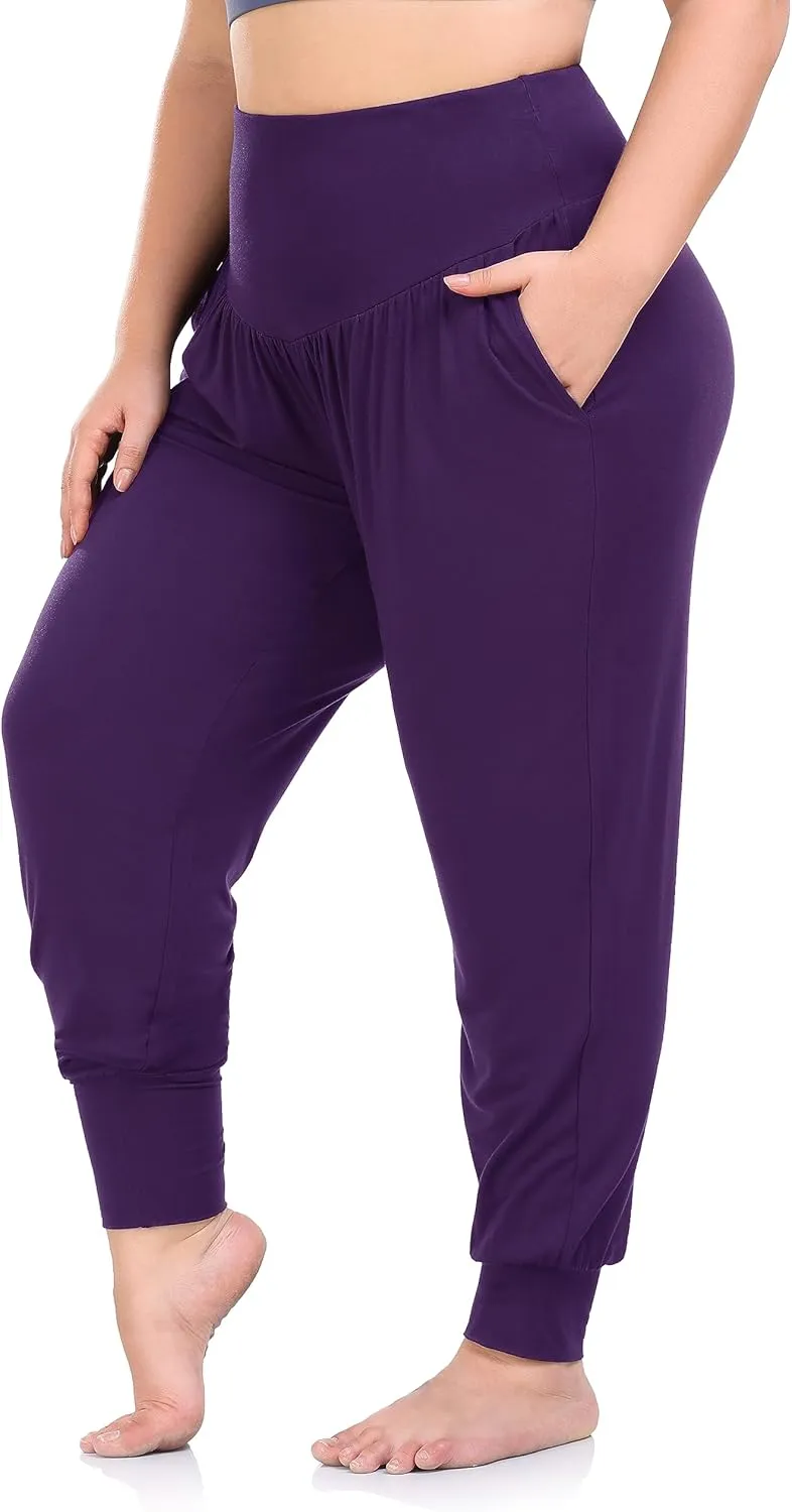 ZERDOCEAN Women's Plus Size Yoga Joggers Pants Casual Comfy Workout Lounge Pants with Pockets