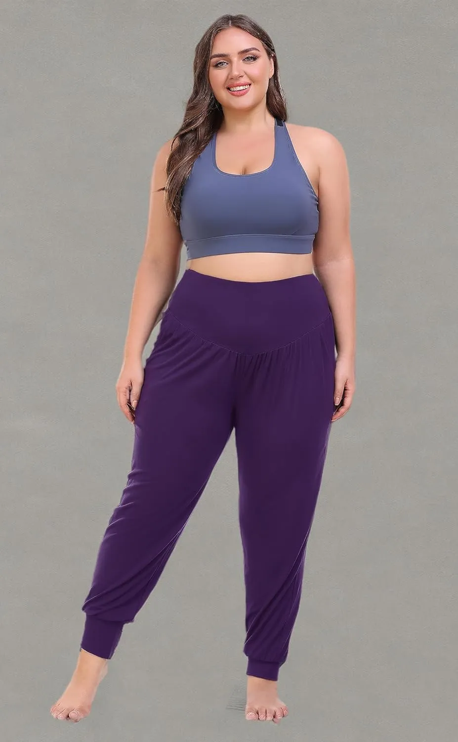 ZERDOCEAN Women's Plus Size Yoga Joggers Pants Casual Comfy Workout Lounge Pants with Pockets
